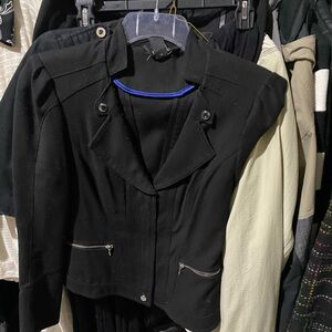White House Black Market Black Zip-Pocket Blazer